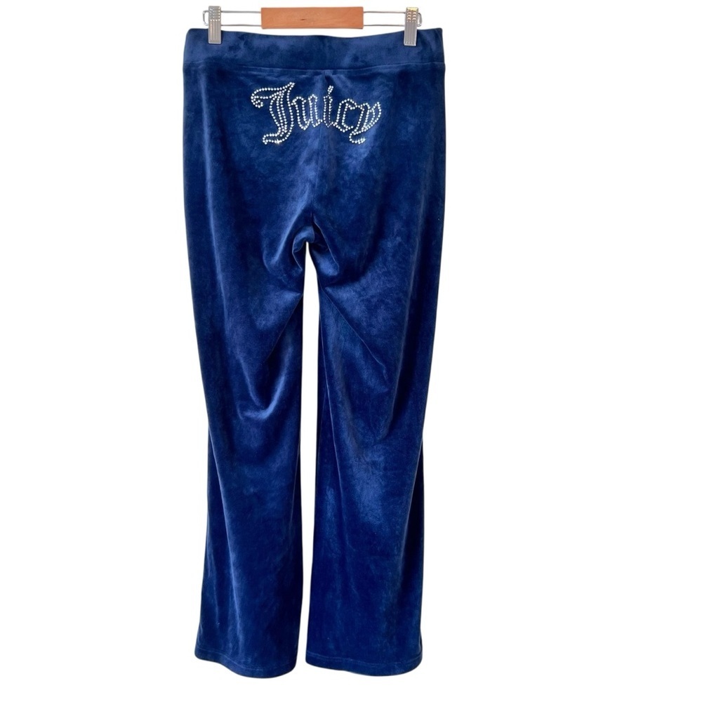 Juicy Couture OG Bling Rhinestone Velour Track Pants in Regal Blue